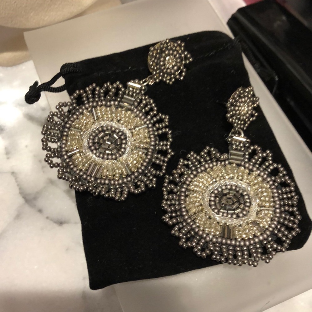 Hematite & Silver Artisan Lightweight Earrings,NWT-Boutique